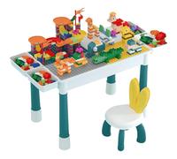 Table de jeu double face avec 101 briques, Table réglable en hauteur pour enfants + mini-chaise - KOCLINKACHAIR