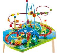 Hape Table D'activité Bébé en Bois - Centre d'Activité Bébé 1 an - Labyrinthe Boulier, Train & Divers Accessoires - Convient aux Jeux Individuels & Collectifs - Éveil, Motricité & Dextérité