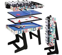 Table de jeu multi-sports 4 en 1 - 1,2 m - Table de billard/snooker - Table de babyfoot - Table de Air Hockey - Table de tennis de table