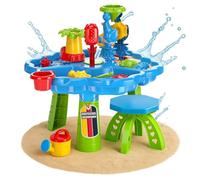 Table de Jeu Narus XL à Sable et Eau - 3 Bacs Séparés, Tabouret, pour Enfants, Extérieur, Balcon et Jardin - Bac à Sable avec Jouets et Table de Plantation