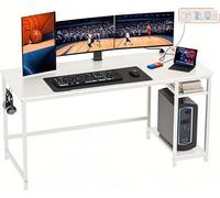 Table de jeu Sessamen-LP, bureau compact, bureau de bureau à domicile pour jouer, étudier et travailler, 152 x 50 x 75 cm, blanc