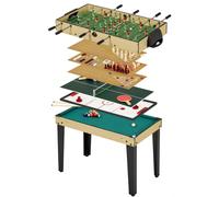 Table de jeux 10 en 1 Baby Foot Billard Ping Pong Hockey Bowling Cartes Structure Bois Accessoires Inclus