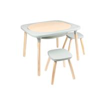 Active Tots Table de Jeux 4 en 1 Montessori avec Deux Tabourets en Bois FSC
