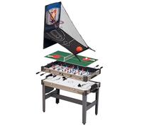 Table de jeux 4 en 1 - Babyfoot barres télescopiques, ping pong, hockey, basket