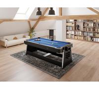 Table de jeux transformable pivotante 4 en 1 - L203 x P111,5 x H81,3 cm - Noir mat - SEBASTIAN