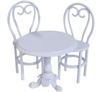 Table de la Maison de poupée, 1:12 Scale Alloy Vintage Table Ronde avec 2 chaises, Accessoires de Meubles de Maison de poupée Miniature pour Le décor de Jardin de fées de terrasse