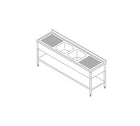 Table de lave-vaisselle - 190 x 70 cm - avec 2 éviers et dosseret - étagère de rangement incluse -