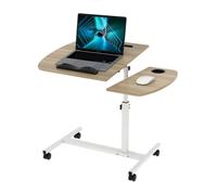 Table de Lit a Roulette,Bureau Debout Mobile réglable en Hauteur de 61,5-96,5 cm avec 4 roulettes,pivotante à 360° roulettes