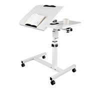 Table de Lit a Roulette,Bureau Debout Mobile réglable en Hauteur de 61,5-96,5 cm avec 4 roulettes,pivotante à 360° roulettes verrouillables Table pour Ordinateur pour Salon, Chambre à Coucher