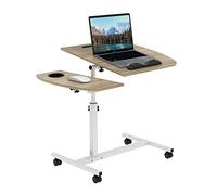 Table de Lit a Roulette,Bureau Table Informatique Table d'appoint avec 4 roulettes Table de Lit pour Ordinateur Portable avec Fente et Porte-gobelet pour Chambre,Charge Max15KG (Couleur du bois)