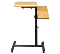 Table de Lit a Roulette Médical,Table d'ordinateur avec roulettes, Petite Table de Chevet sur roulettes, Table de canapé pour Salon,Table d'Appoint en Forme de C, 70 * 44 * 95cm (Couleur Bois)