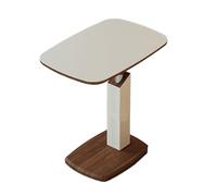 Table de lit à roulettes avec vérin pneumatique et rotation à 360° - Grande capacité de charge - Plateau en cuir de selle pour salon et hôpital