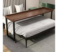 Table de Lit À roulettes Bureau Mobile Structure en Acier Noir Table Médicale Roulante sur Lit Plateau en Bois Massif Bureau pour Ordinateur Portable pour Gaming Études Repas(Brown,140x40x80cm)