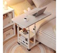 Table de lit à roulettes pour ordinateur portable avec cadre en acier robuste, hauteur réglable, design moderne multicouche pour la maison et le bureau, mobile et polyvalent
