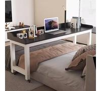 Table de lit à roulettes réglable pour lit king size multifonction pour ordinateur portable et table de salle à manger Noir et gris Solution de chevet idéale