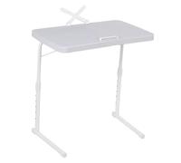 Table de lit avec porte-gobelet et support, 6 positions réglables en hauteur, table de chevet pour ordinateur portable en forme de C, table d'appoint pour canapé à roulettes portable peu encombrante,