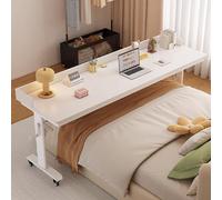 Table de lit avec roulettes, table de lit roulante extensible, table de chevet réglable en hauteur pour ordinateur portable, poste de travail pour ordinateur portable(B,180x50x72cm/70.8x19.7x28.3")