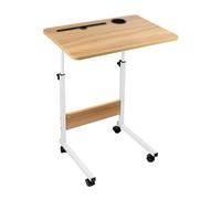 Table de lit beige - VIVOLILV - Table d'ordinateur portable avet Roulettes Hauteur Réglable Bureau Bois