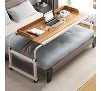 Table de lit d'hôpital réglable en hauteur avec roues pivotantes Couleur chêne Parfait pour un usage domestique Lit d'hôpital Fauteuil inclinable Chariot et bureau d'ordinateur portable