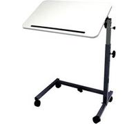 HMS-Vilgo Table de lit AC207 - Grand Plateau Blanc inclinable et réglable en Hauteur, piètrement en U, 2 roulettes à Freins