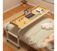 Table de lit mobile avec roulettes réglable et table de chevet portable pour la maison, idéale pour les repas sur ordinateur portable et la lecture.