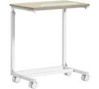 Table de lit mobile - table pour ordinateur portable - hauteur réglable, plateau inclinable - métal blanc effet bois