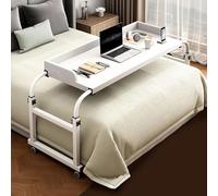 Table de lit pivotante à roulettes pour travaux manuels, Plateau pivotant Noir pour Fauteuil inclinable (Couleur : Blanc)