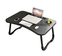 Table de lit Pliable for Ordinateur Portable Bureau de lit Portable à Large Surface avec Porte-gobelet intégré et Fente for Tablette ou téléphone for Travailler, étudier, Manger et Regarder des Films