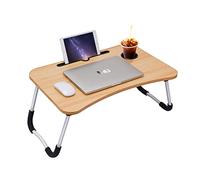 Table de lit pliable, réglable et portable pour ordinateur portable, tablette, 60 x 40 x 28 cm, marron