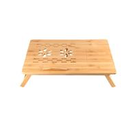 Table de lit Pliable,Table D'Ordinateur en Bambou, Pieds réglables en Hauteur Pliable inclinable avec tiroir et Trous de Ventilation Peu encombrante Table de lit-66 * 35 * 30 cm-Couleur Bois