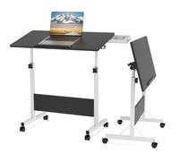 Table de lit Pliante avec Roulette Réglable en Hauteur, Bureau pour Ordinateur Portable, Bureau Debout,80x40cm, Noir