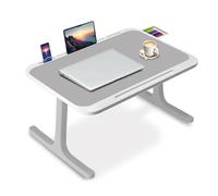 Table de lit portable multifonction pour ordinateur portable pour lecture, écriture et petit-déjeuner, idéale pour la maison et le bureau, plateau de lit gris pour canapé et lit