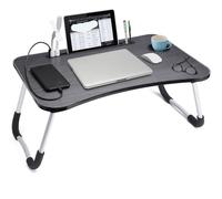 Table de lit portable pour ordinateur portable, bureau de petit-déjeuner pliable, support réglable pour ordinateur portable et support de lecture pour lit/canapé - Compact et léger (noir)