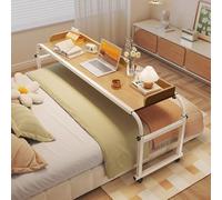 Table de lit portable réglable à 360° pour ordinateur portable, pour manger et travailler - Bureau auxiliaire en bois avec roues - Meuble de chevet polyvalent et de bureau à domicile