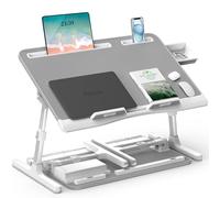Table de lit, Potuopy Support Ordinateur Portable Lit Pliable à Hauteur réglable en Cuir, Grand Table lit pour Travailler, Lire et Manger sur Le Sol du canapé (Gris, 60 * 40cm)