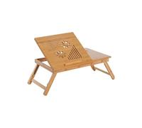 Table de lit pour ordinateur pliable réglable tiroir évents cale porte-gobelet bambou verni