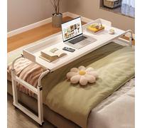Table de lit pour ordinateur portable - 115-210 cm - Chariot de rangement à roulettes - Avec 4 roulettes réglables en hauteur - 65-95 cm - Pour travail, salle à manger, maison, chambre à coucher
