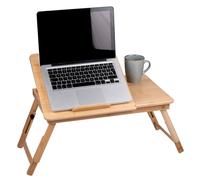Alpina Table d'ordinateur réglable 21,5x27,5 cm porte-gobelet, emplacement tablette Bambou