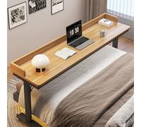 Table de lit pour ordinateur portable, hauteur réglable avec roulettes, bureau de lit mobile pour la maison et l'utilisation, bureau roulant avec déflecteurs, table de travail pratique au-dessus du