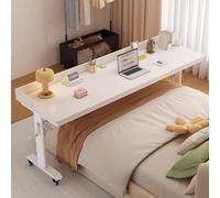 Table De Lit pour Ordinateur Portable,Paresseuse Bureau de Lit a Roulette Table de Lecture Mobile Multifonctionnelle Réglable en Hauteur 72-95CM pour Cadre de Lit Double(A,180x50x72cm/70.8x19.7x28.3")