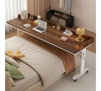 Table De Lit pour Ordinateur Portable,Paresseuse Bureau de Lit a Roulette Table de Lecture Mobile Multifonctionnelle Réglable en Hauteur 72-95CM pour Cadre de Lit Double(C,180x50x72cm/70.8x19.7x28.3")