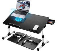 Table De Lit Pour Ordinateur Portable, Pliable, Réglable En Hauteur Et Angle, Plateau De Lit Avec Tiroir/Refroidisseur Pc Portable, Table Pour Lit/Canapé/Sol (60 X 34 Cm, Noir)