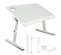 Table de lit pour ordinateur portable,pliables,antidérapant,ventilateur,lampe,réglable hauteur et inclinaison,blanc,60x40x40cm