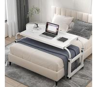 Table De Lit Pour Ordinateur Portable,Table De Chevet Réglable à Roulettes Table De Chevet Réglable Pour Bureau, Lit, Canapé, Hôpital, Lecture(Color:Blanc)