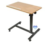 Table de Lit pour Ordinateur Portable,Table de lit avec Roulette,Réglable en Hauteur,Bureau Debout Mobile,Table de lit pour Salon, Chambre à Coucher H x l x P: 60 * 34.5 * 58-90cm,Couleur Bois
