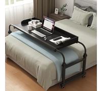 Table de lit réglable avec roulettes, chariot de rangement à roulettes de 115 à 210 cm, poste de travail réglable en hauteur de 65 à 95 cm, bureau d'ordinateur de chevet pour la maison et l'hôpital