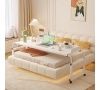 Table De Lit Réglable Avec Roulettes, Height Adjustable Overbed Table With Wheels Adjustable Overbed Table For Home Office Use Overbed Table With Wheels Computer Workstation(Color:blanc)