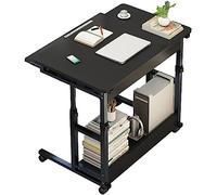 Table de lit réglable - Bureau assis-debout mobile avec support pour ordinateur portable - Station de travail d'écriture polyvalente avec roulettes