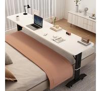 Table de lit réglable en bois massif avec roulettes - Bureau d'ordinateur portable à roulettes pour table de chevet, idéal pour travailler, manger ou lire dans le confort
