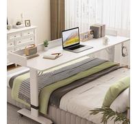 Table de lit réglable en hauteur avec roulettes, cadre en bois robuste et acier, bureau de lit pour ordinateur portable, petit déjeuner